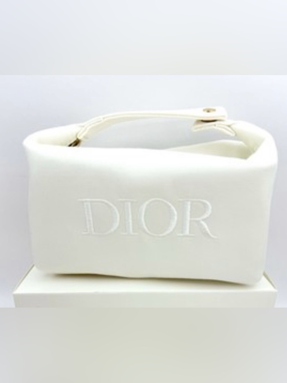 Christian Dior- DIOR White Canvas Cosmetic Bag